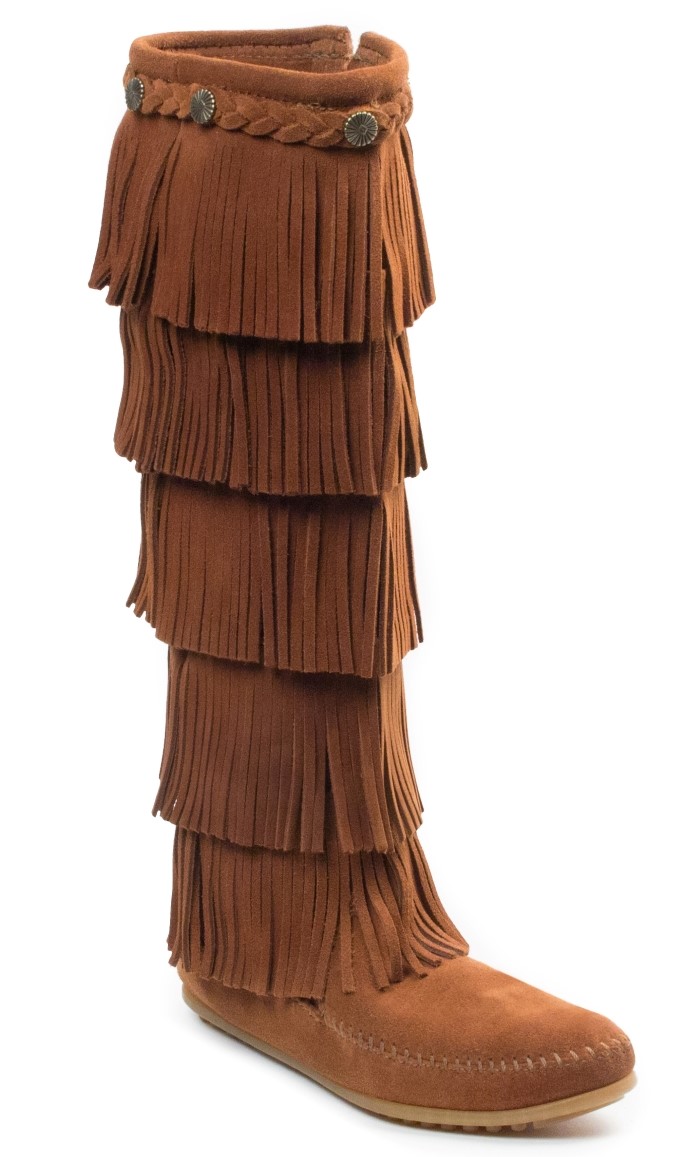 Layered fringe boots sale